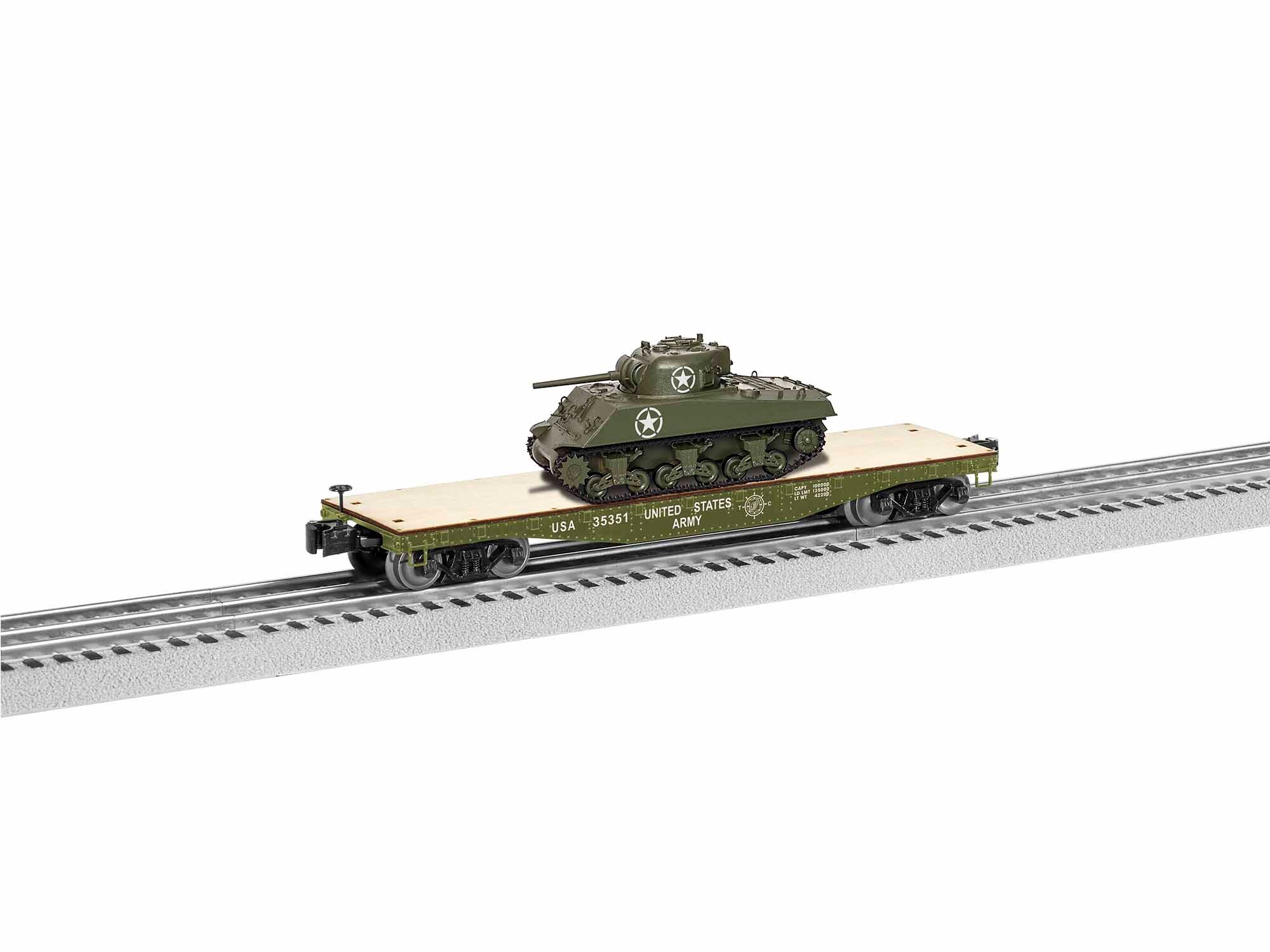 US Army 40' Flatcar with Sherman Tank 35351
